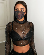 2022 Sexy Crystal Face Mask Rhinestones Fashion Costume Jewelry For Women Glitter Mouth Mask For Masquerade Party Nightclub